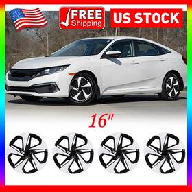 Wj-5103-bw-16 Hawkley For 2016-2025 Honda Civic Sedan 16 Inch Set Of 4 Wheel Covers Snap On Full Hub Cap