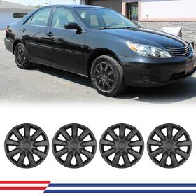 Wj-5144-bp-15 Hawkley Set Of 4 Hubcaps For 2002-2006 Toyota Camry - Premium Replica Matte Black 15inch