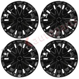 69400502 Hexautoparts 15 Inch Wheel Covers Snap On Full Hubcaps Fits R15 Tire And Steel Rim Black Set Of 4
