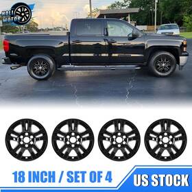 Wj-5155-bl-18 Holi Motor 18ftft Wheel Covers Black Lacquer Hubcaps For 2014-2018 Chevy Silverado 1500