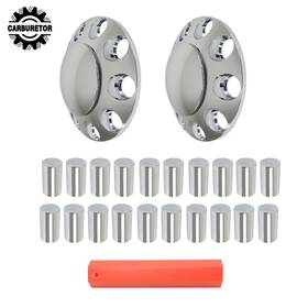 Hgf140004 Home-garden-fix Chrome Semi Truck Front Axle Cover Hub Cap Thread-on With 33mm Lug Nuts Set Of 2