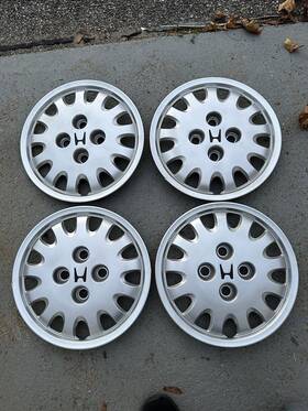 44733-sh3-3004 Honda 4 88-91 Civic 13 Inch Hubcaps Wheel Covers Oem