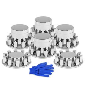 Hqalty D11120f Axle Cover Chrome Abs 33mm Thread On Lug Nut 2 Front 4 Rear Flat Combo
