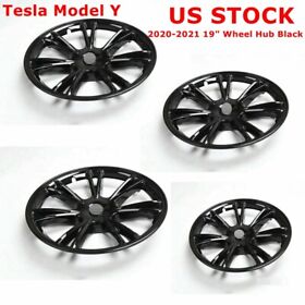 Tsl22032807 Hubcaps Caps Rim Cover For Tesla Model Y 2020-2021 19inch Wheel Hub 4pcs Us Stock