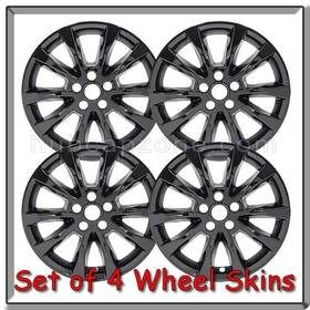 Frd767blk Hubcapzone.com Set Of 4 Black 17 Inch 2017-2018 Ford Fusion Wheel Skins Hubcaps Covers