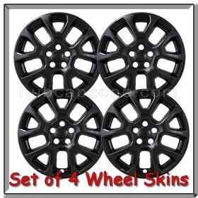Jp507blk Hubcapzone.com 2022-2025 Jeep Compass Black 18 Inch Wheel Skins Hubcaps Covers Set 4