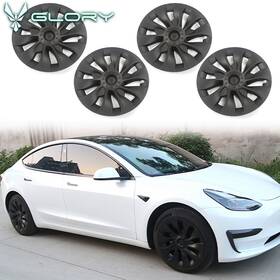 Wc-tsl317-18-v1-mbk Hyper Glory Fits 17-23 Tesla Model 3 18 Inch Wheel Covers Cyclone Hubcaps Rim Matte Black 4pcs