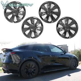 Wc-tsly20-19-v1-gm Hyper Glory Fits 20-24 Tesla Model Y 19 Inch Wheel Covers Symmetry Design Hubcap Gunmetal Abs