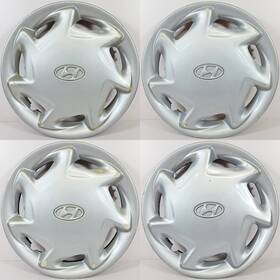 5296034910 Hyundai Genuine Sonata # 55529 14 Inch 7 Spoke Hubcaps / Wheel Covers Used Set/4