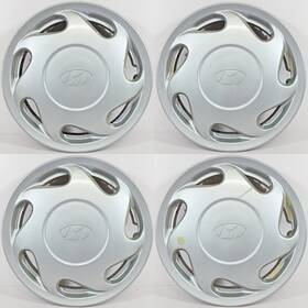 5296024730 Hyundai 55571 # 13 Inch 7 Slot Hubcaps / Wheel Covers Oem Used Set/4