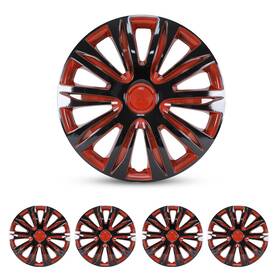 Wj-5083-brb-15 I1motor 4pcs 15 Inch Red And Black Wheel Covers Snap On Full Hub Caps Fit R15 Tire Steel Rim