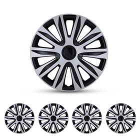 Wj-5083-dp-17 I1motor Set Of 4 17 Inch Silver And Black Wheel Covers Snap On Full Hub Caps Tire Steel Rim