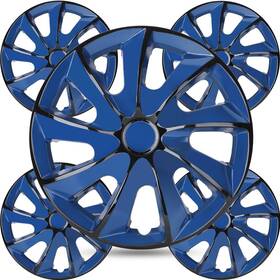 Wj-5084-bbb-17 I1motor 17 Inch 4 Pack Blue And Black Wheel Covers Snap On Full Hub Caps Tire Steel Rim