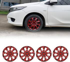 Wj-5084-brb-16 I1motor 16 Inch 4pcs Black And Red Wheel Covers Snap On Hub Caps For R16 Tire Steel Rim