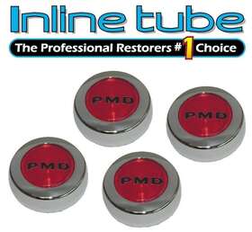 Inl12867 Inline Tube 1967-70 All Pontiac Red Pmd Rally Wheel Ii Center Of Cap 4 Pc Set Oem Nosr