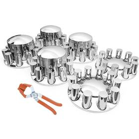 Jesonn Tg-fr6-b Axle Cover Combo Kit 33mm Chrome Abs Plastic Thread On Lug Nut Covers Front Rear