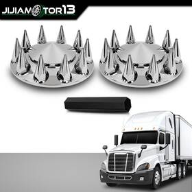 Jijia120444 Jijiamotor13 Fit For Chrome Semi Truck Front Hub Wheel Cover Nut Covers Spiked 33mm 2pcs