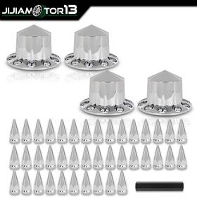 Jijia121402 Jijiamotor13 Semi Truck Hub Cover Wheel Set Fits Rear 33mm Nut Covers With Spiked Removable Caps