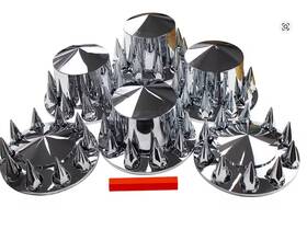 Jx-fp2r4 Jiuxi Chrome Hub Cover Kit Semi Truck Wheel Axle Covers 33mm Lug Front And Rear Spiked