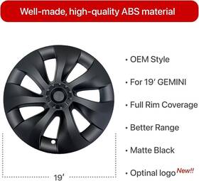 Ka4-my-xbf Kavanic Wheel Cover Hubcaps 19 Inch Matte Black Fits Tesla Model Y