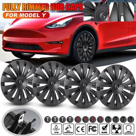 Jg-tsl-lgzb-gy-19inch-hm-4pc Kb-autolight 4 X Hubcaps For Model Y Wheel Cover Full Rim 19 Inch Black