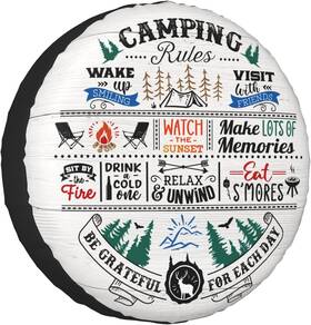 Dkoj5261 Kdkdua Camping Rules Rv Spare Tire Cover Camper For 15 Inch Black