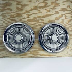 Kc6015 Kns Accessories New 15 Inch Pair Chrome Olds Fiesta Spinner Hubcaps 1953 1954 1955 Wheel Covers