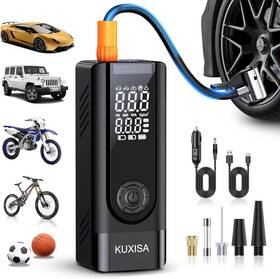 Czk-5628 Kuxisa Tire Inflator Portable Air Compressor 180psi And 3x Faster Pump Shiny Black