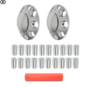 Apo280008 Labwork W/33mm Lug Nuts Chrome Truck Axle Wheel Front Cover Hub Cap Thread-on