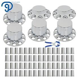 Lp562776ks Labwork 33mm Front And Rear Hub Cover Semi Truck Wheel Axle Covers Kit Nut Complete Chrome