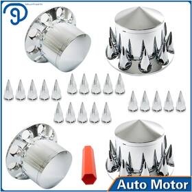Lp743328ks Labwork 33mm Nut Covers Spiked Removable Caps Chrome Semi Truck Hub Cover Wheel Set Rear