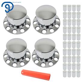 Lp840048ks Labwork Semi Truck Rear Chrome Wheel Axle Covers With Hub Caps 33mm Lug Nuts Thread-on