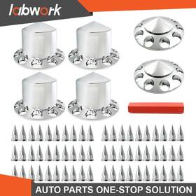 Tl30971q Labwork Hub Cover Kit 33mm Front Rear Semi Truck Wheel Axle Covers Spiked Chrome