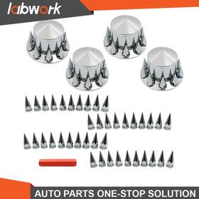 Tl30972q Labwork Chrome Semi Truck Hub Cover Wheel Set Rear Nut Covers Spiked Caps 33mm