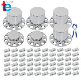 Tr46898 Labwork 33mm Chrome Flat Top Hub Cover Kit Lug Nut Wheel Axle Covers Complete Semi Truck