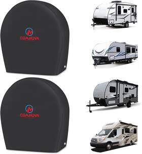 Btz-003 M Comnova Outdoors Rv Tire Covers 2 Pack Tough Wheel Protector For Truck Black - Packs