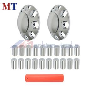 Mt4795137 Machine-tools Chrome Front Axle Cover Hub Cap Thread-on 33mm Lug Nuts Fits For Semi Truck