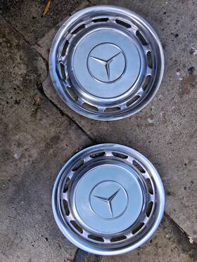1238880923 Mercedes-benz Pair Of Hubcaps For 14 Inch Wheels R107/w108w/w116/w123/w113 Grey Blue
