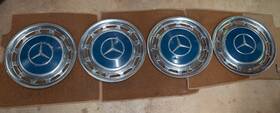 Mercedes-benz 255609867004 4x Vintage Blue Wheel Hubcaps Caps W123 W126 W116 R107 W108 W109 Oem