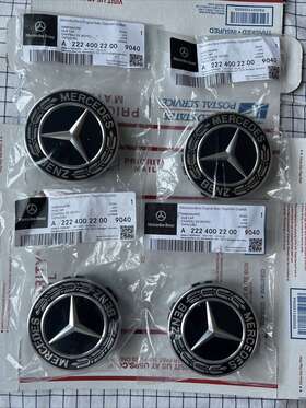 A22240022009040 Mercedes-benz 4 Genuine Oem Alloy Wheel Center Cap Black/silver
