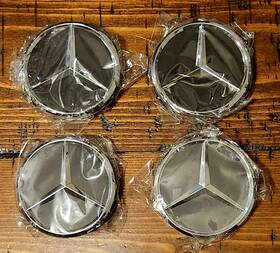 Mercedes Benz B66470200 75mm Wheel Center Caps 4 Chrome Finish With Black