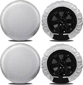 Qb258 Moonet Tire Covers For Rv Wheel Xs Diameter 19-22 Inch Silver 4pack