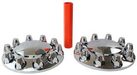 Mrjlk 794497986274 Chrome Abs Complete Axle Cover Set 33mm Lug Nut Covers Semi Trucks 2 Front