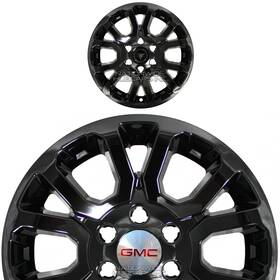 Imp404blk Nationwide Hubcaps Inc 1 Black 2014-20 Gmc Sierra 1500 Yukon 18 Inch Wheel Skins Hub Caps Alloy Rim Covers