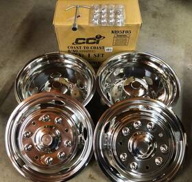 N195f05 Nationwide Hubcaps Inc Dually Wheel Simulators Rim Covers Liners 05-25 Ford F450 F550 Truck 19.5 Inch Sc