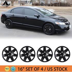 Wj-5104-bl-16 Nixon Offroad 16inch Set Of 4 Black Hubcaps Wheel Covers Abs R16 For 2006-2011 Honda Civic