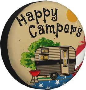 Camper14 Noilfasiki Spare Tire Cover Happy Camper Wheel Waterproof 14inch Multicolor