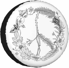 Stc-213 Nomedogyim Peace Sign Spare Tire Cover 15 Inch Wheel Boho Hippie