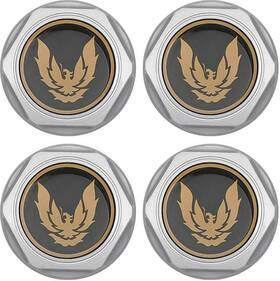 881141 Oer Chrome Wheel Center Cap Set With Late Gold Bird Logo For 1982-1992 Firebird
