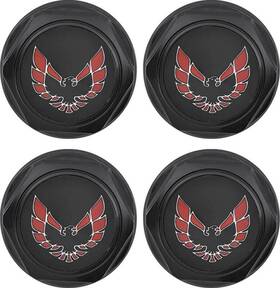 881157 Oer Wheel Center Cap Set Flat Black With Early Red Bird Logo 1977-1981 Firebird